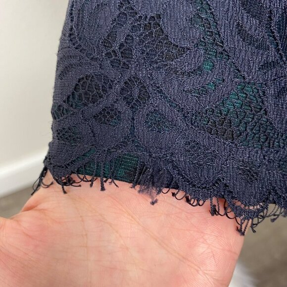 Talbots Wool Blend Plaid Sheath Dress Lace Hem Womens 10 - Picture 9 of 9